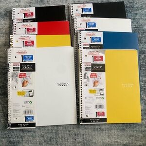 New lot of 8 Five Star Colorful Spiral Notebooks